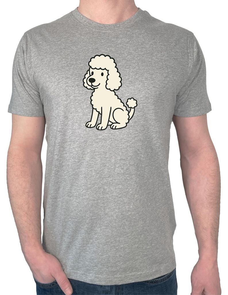 Huuraa Herren T-Shirt Pudel Curly Comic 3XL Sport Grey Bio Baumwolle Fairtrade Herrenshirt Geschenkidee