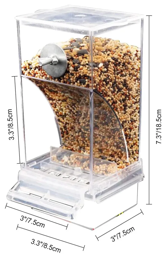 Distributeur de graines pour oiseaux en verre anti-éclaboussures 450ml