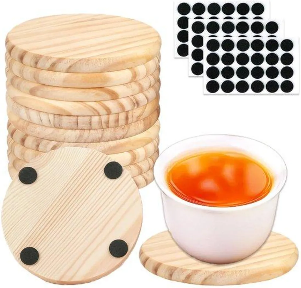 Cales en bois rondes 4 pouces antidérapantes en bois naturel de hêtre