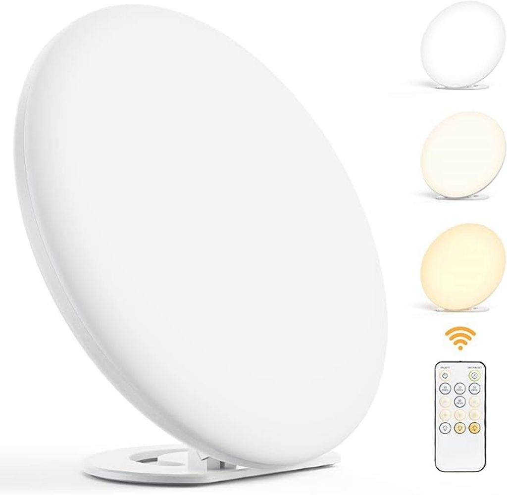 Ferngesteuerte Phototherapielampe, 13.000 Lux, UV-freie LED-Leuchtstofflampe, 5 Helligkeitsstufen/3 Farbtemperaturen/4 Timer, mit Memory-Funktion