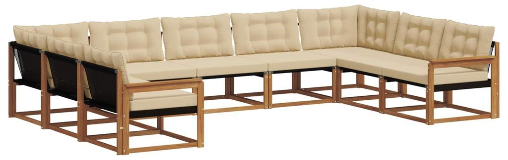 vidaXL Outdoor-Sofagarnitur mit Kissen 9 pcs Natur und Beige