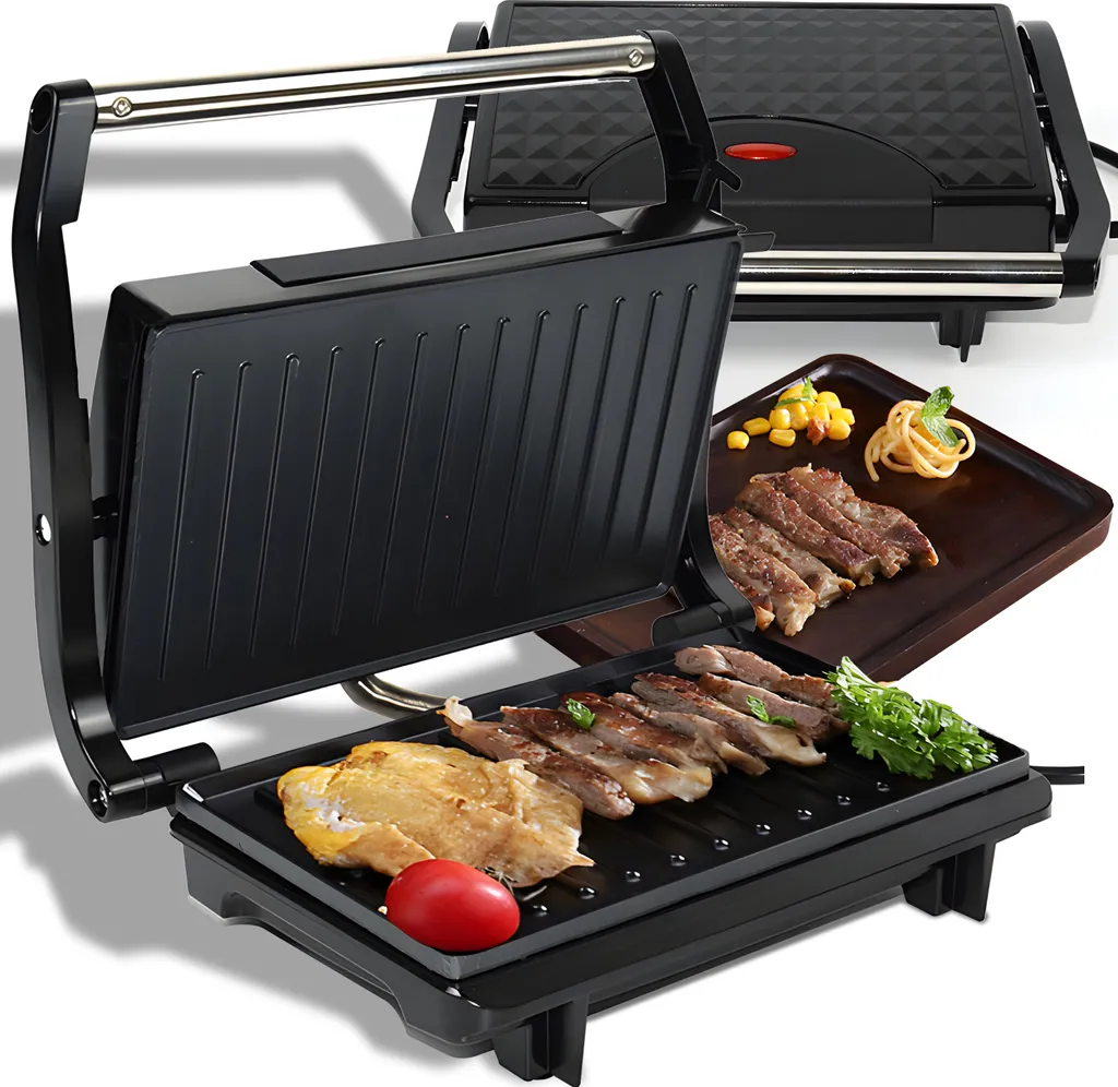Gril multifonction plaques antiadhésives pour snacks et cuisson rapide