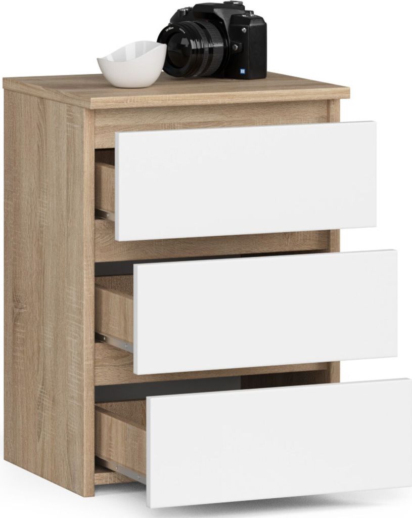 Nachttisch AKORD CL3 Sonoma-Eiche 40 cm 3 Schubladen Front Produktbild 2