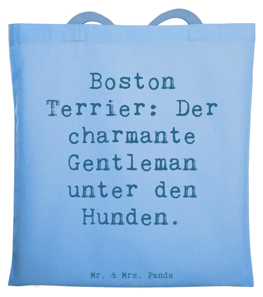 Mr. & Mrs. Panda Beutel Spruch Boston Terrier Gentleman - Sky Blue - Geschenk, Tasche, mutiger Hund, Hunderassen, Jutebeutel, US-Hunderasse, Hunder...