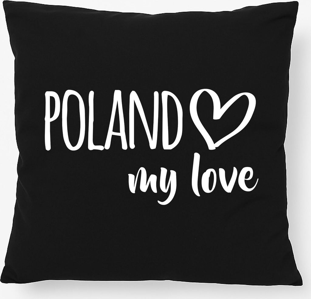 Huuraa Kissen Poland my love 40x40cm mit Füllung Black Baumwolle Dekokissen Geschenkidee