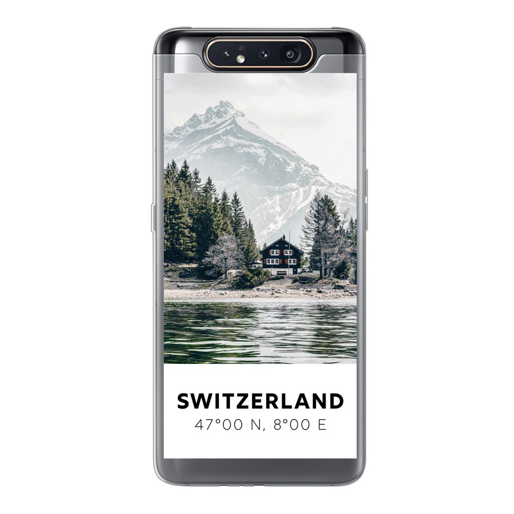 MuchoWow Handyhülle Schutzhülle Hülle für Samsung Galaxy A80 Schweiz - Berg - Chalet Silikon Softcase Handy Hülle - Schutzdeckel