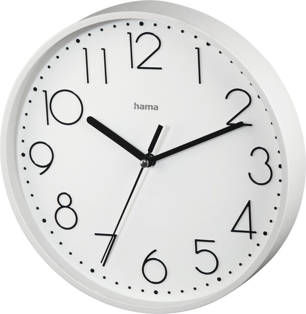 Hama Wanduhr Wanduhr "PG-220", Weiß, geräuscharm