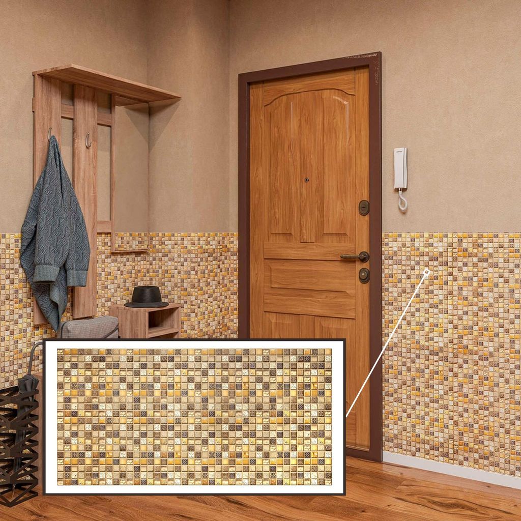 3D-Wandpaneele PVC | Mosaik Optik | Casablanca - 20 Platten - 10 m² | Für Wohnzimmer, Küche & Bad | Einfache DIY-Montage