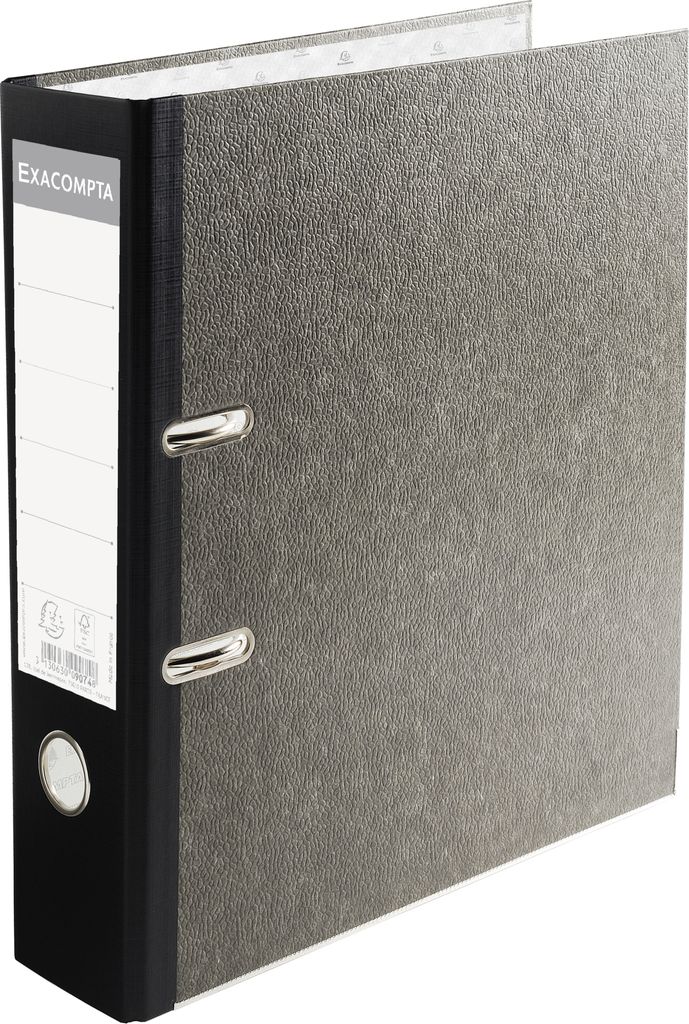 Exacompta 20x Ordner Wolkenmarmor 2Ring 80mm Rücken farbig A4 schwarz 9074B