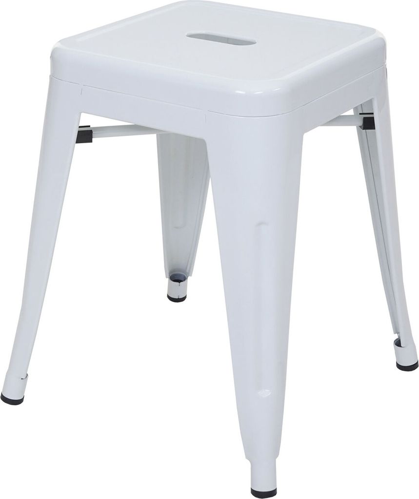 Hocker MCW-A73, Metallhocker Sitzhocker, Metall Industriedesign stapelbar weiß