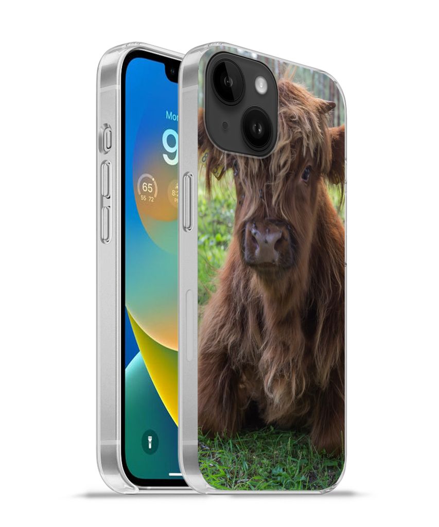 MuchoWow Handyhülle Schutzhülle Hülle für Apple iPhone 14 - Softcase Schottischer Highlander - Kröte - Tiere Silikon Softcase Handy Hülle -...
