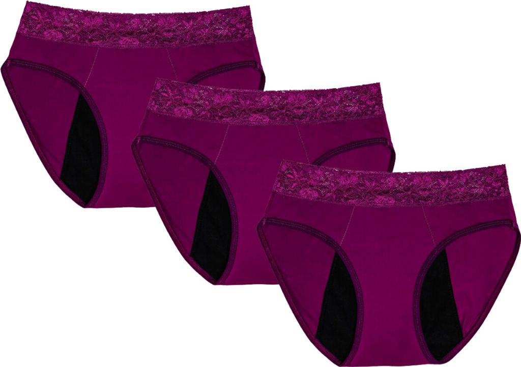 Menstruationsunterwäsche Feeling Pretty - Beere - 3 Stück Set