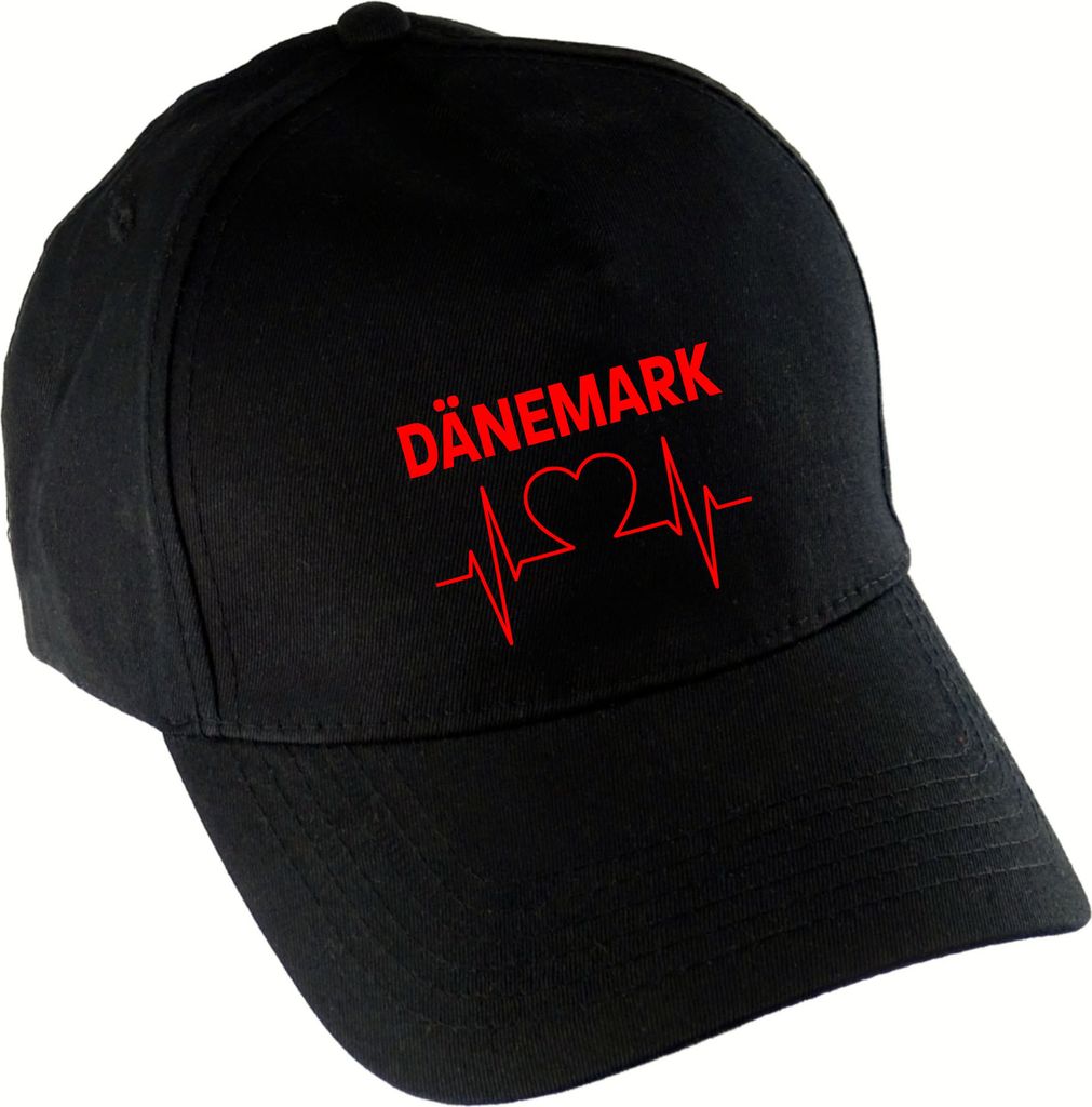 multifanshop Baseballcap - Dänemark - Herzschlag, schwarz, Größe one size