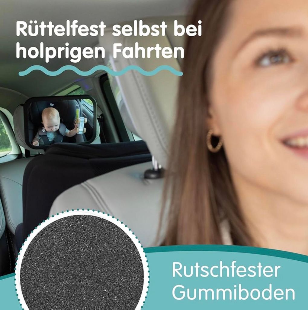 Onco 360° Baby Autospiegel - 2025 Vergleichssieger, 100% bruchsicher & rutschfest, 2024 & 2023 preisgekrönt, klares Sichtfeld, Spiegel Auto Baby ...