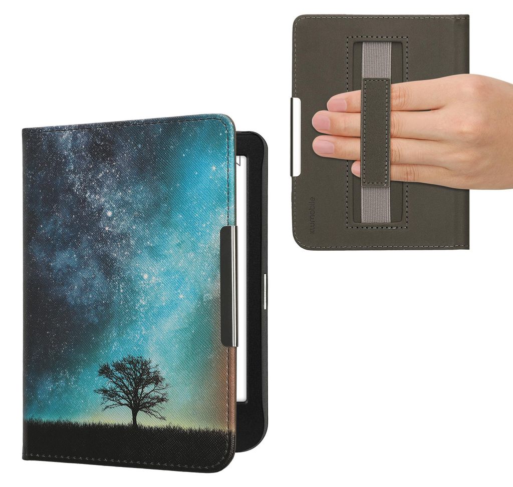 kwmobile Schutzhülle für Kobo Clara BW / Clara Colour / Tolino Shine (5) / Shine Color Hülle - eReader Flip Case mit Handschlaufe und Auto Sleep
