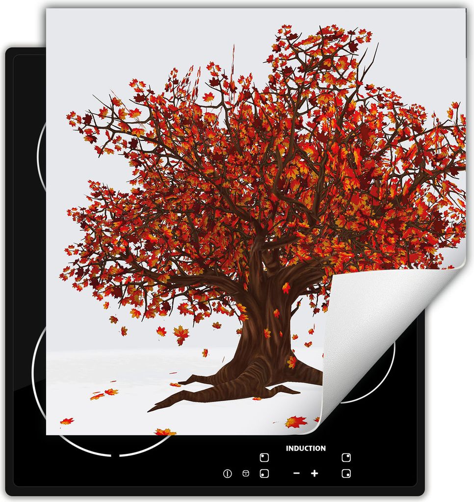 DarHaus Herdabdeckplatte 50x52 cm Anti Rutsch Matte Aufrollbar, Baum