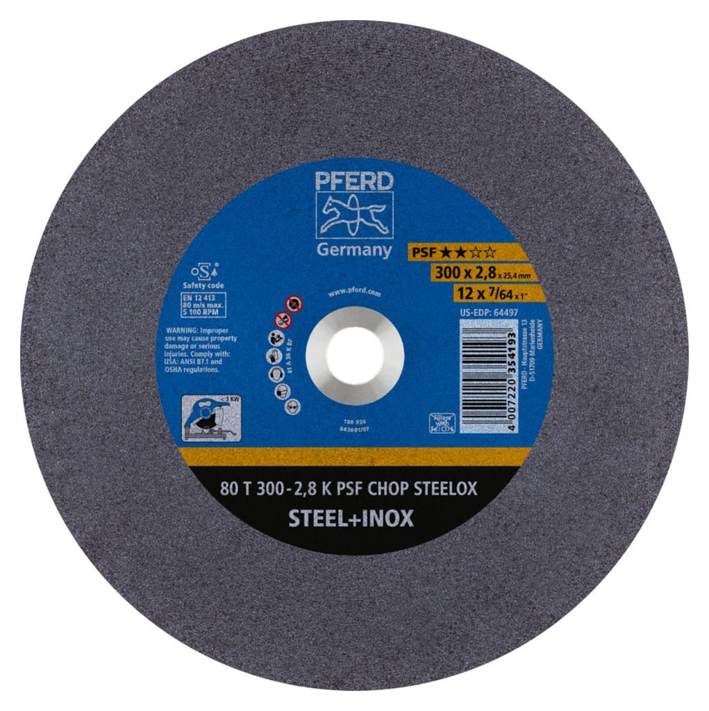 PFERD TOOLS Trennscheibe Metallkreissäge T 300x2,8x25,4 mm Uni.-Linie PSF CHOP STEELOX Stahl/Edelstahl 20 Stk