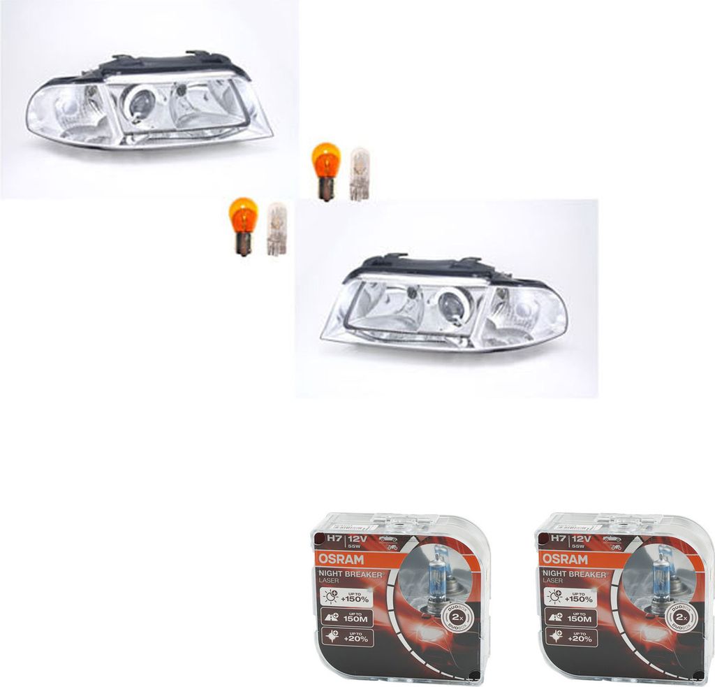 Johns, Scheinwerfer + Osram Night Breaker Laser passend für Audi A4 8D 02/99-11/00 L R 8D0941029AK 8D0941030AK