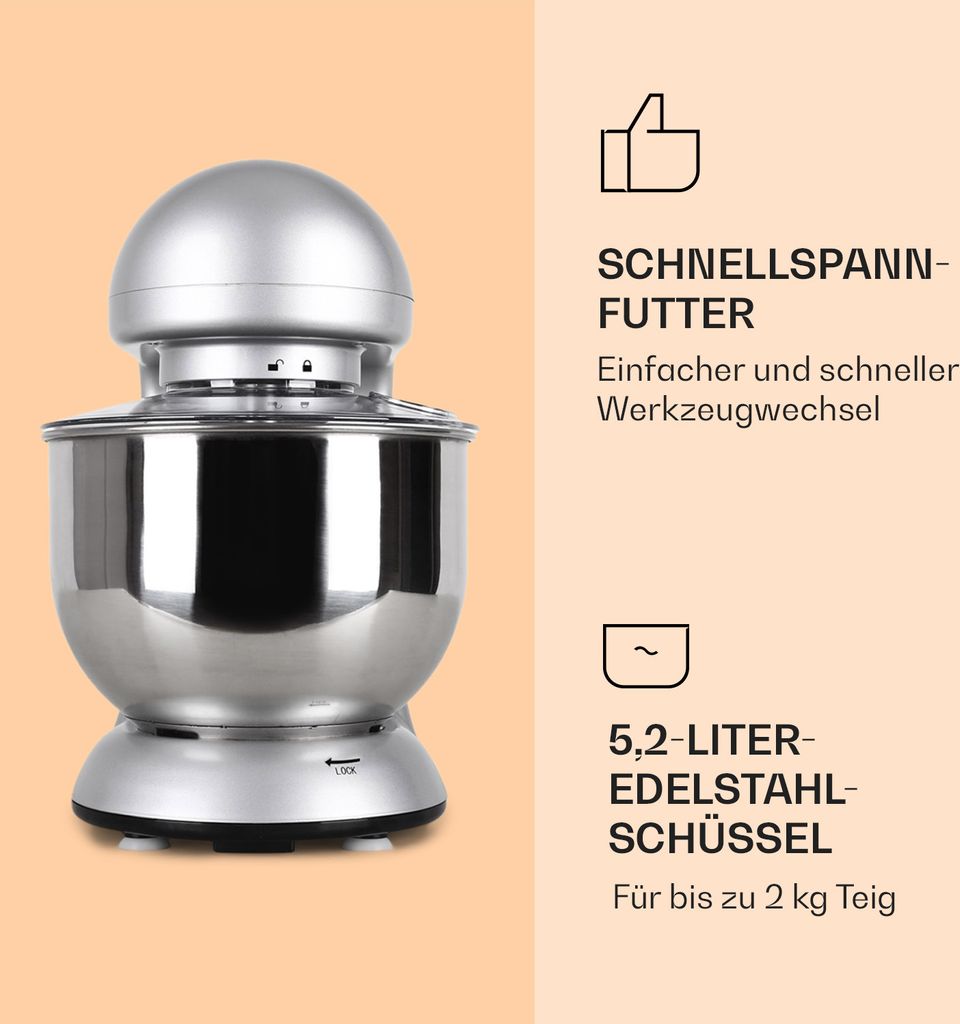Klarstein Küchenmaschine, Knetmaschine mit 5L Schüssel, Produktbild 3
