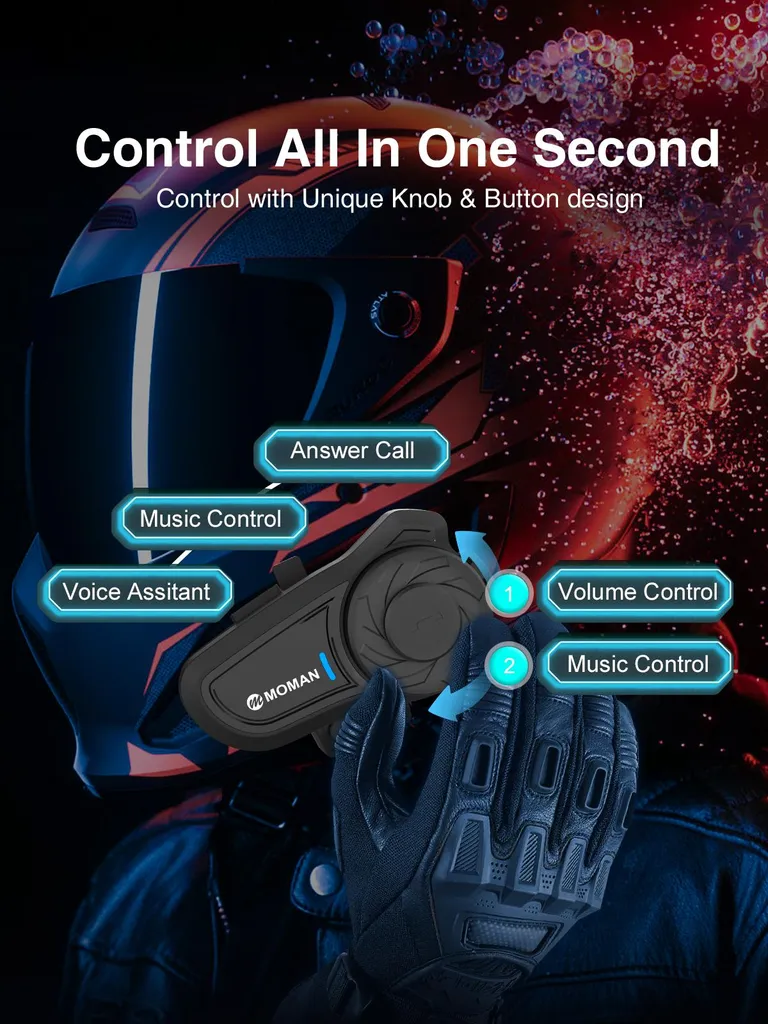 Intercom Moto MOMAN H2 Pro Kit individuel Bluetooth Haute Qualité - 8