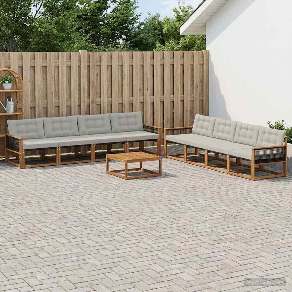 Möbel Outdoor-Sofagarnitur mit Kissen 9 pcs Natürlich und HellgrauGartensofas - Gartensofas c270