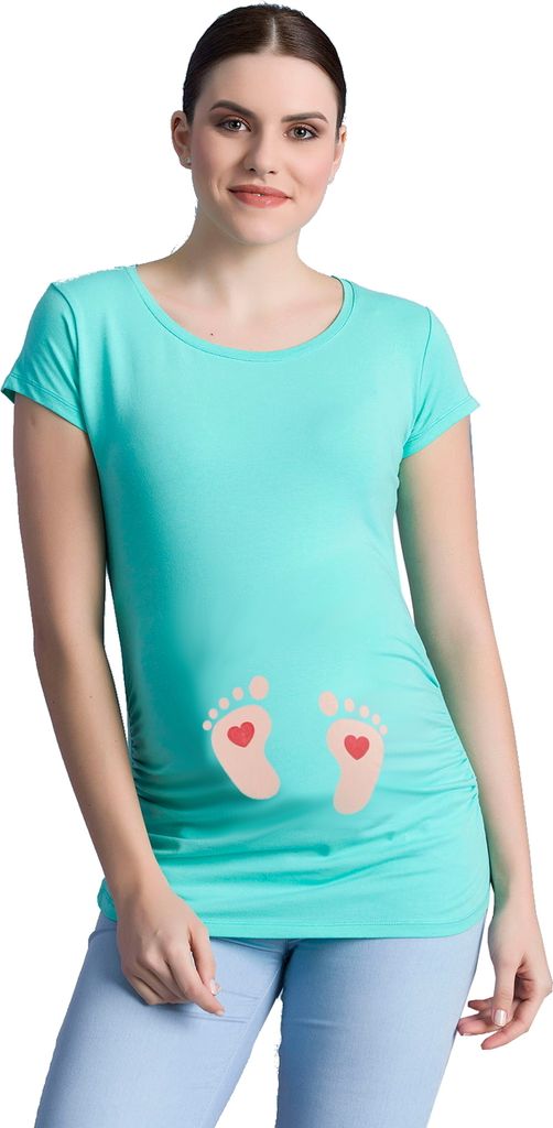 M.M.C. Umstandsshirt Baby Füße mit Motiv, S, Mint