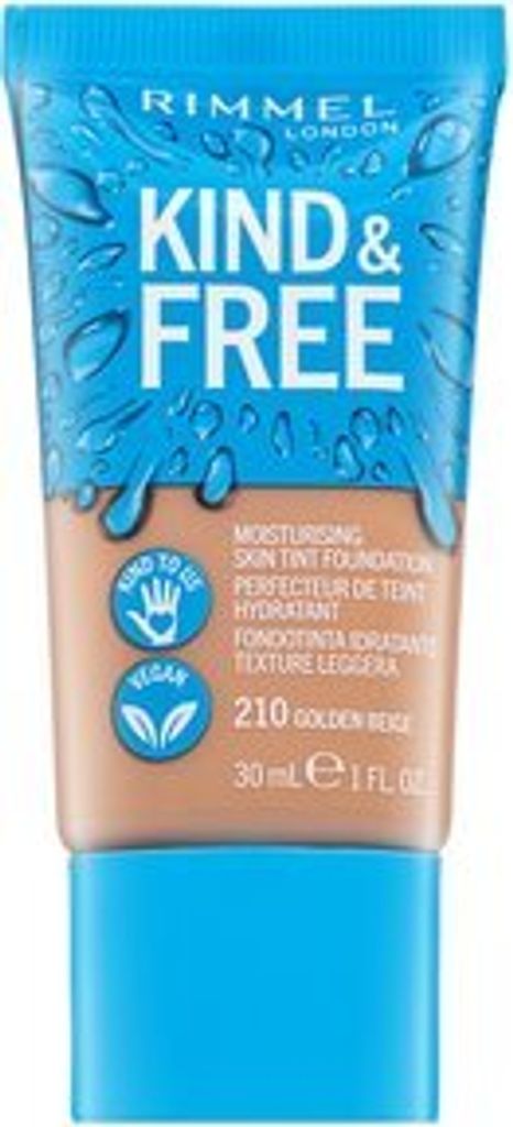 Rimmel London Kind & Free Moisturising Skin Tint Foundation 210 Flüssiges Make Up für eine einheitliche und aufgehellte Gesichtshaut 30 ml