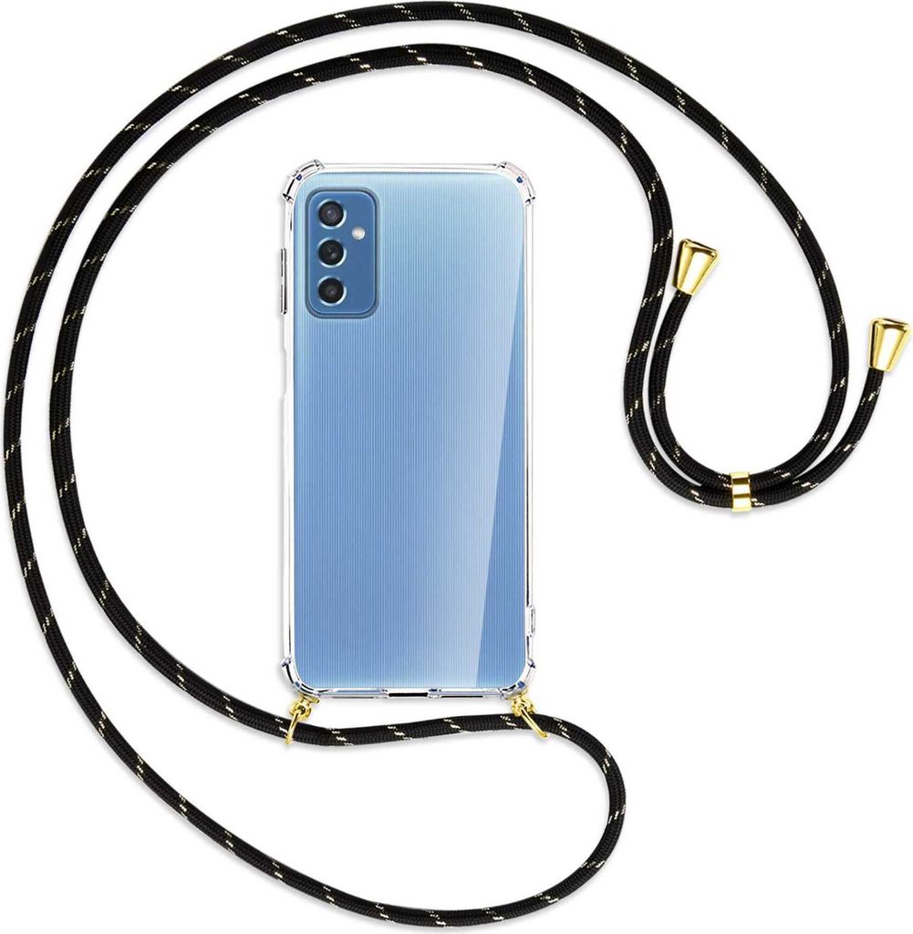 Handykette Backcover-Schutzhülle mit Band (Metall goldfarben) für Samsung Galaxy M52 5G (M526) - schwarz/gold