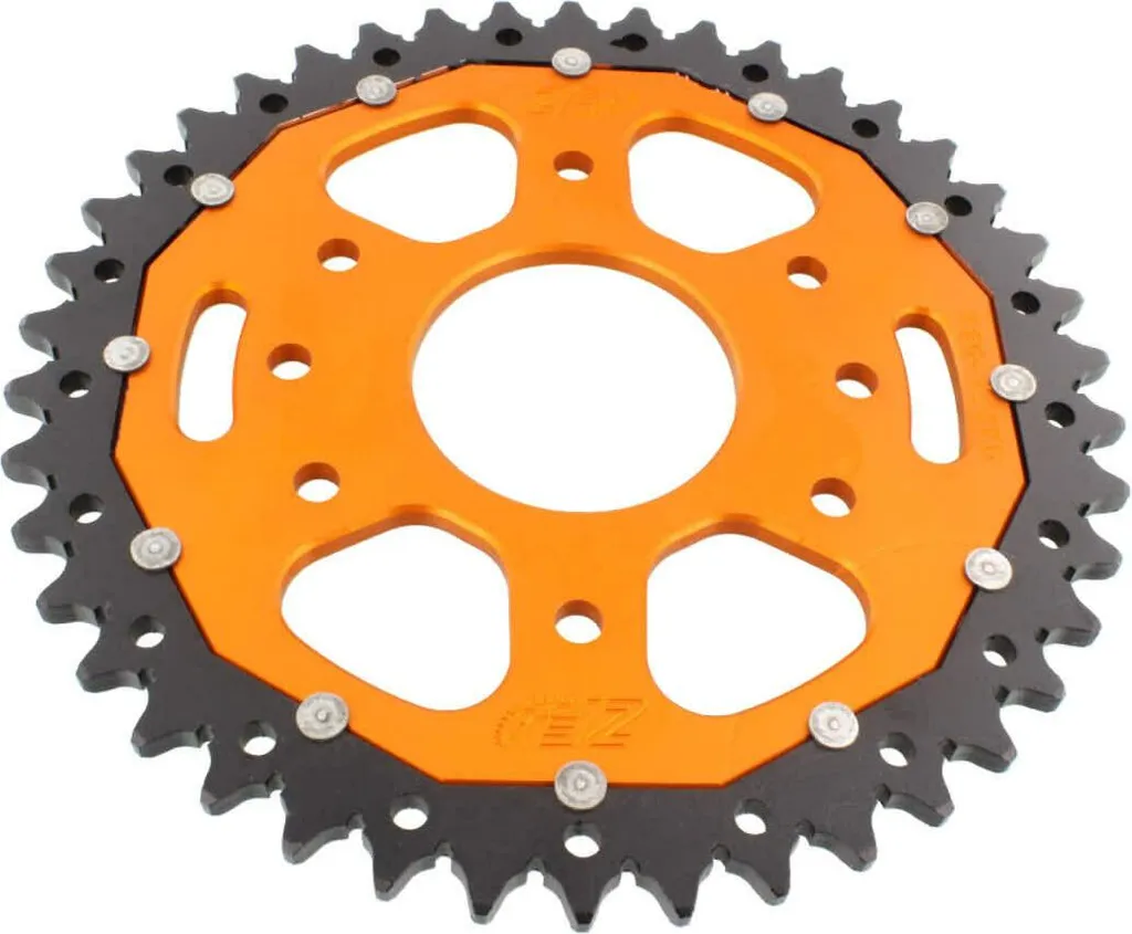Couronne ZF 42 Dents 520 Orange Noir ZFD-890-42-ORG pour Moto
