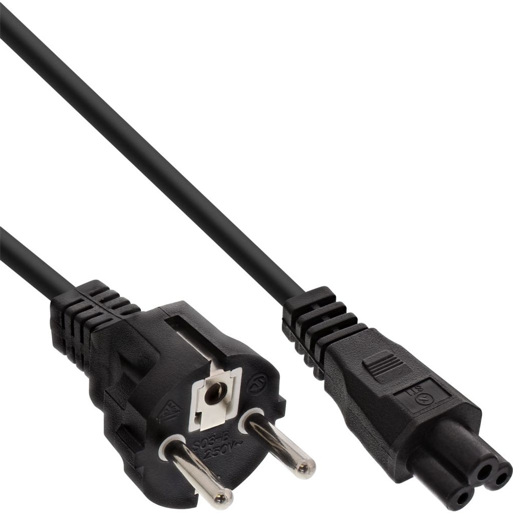 InLine Netzkabel für Notebook, 3pol Kupplung, schwarz, 1m, Produktbild 
