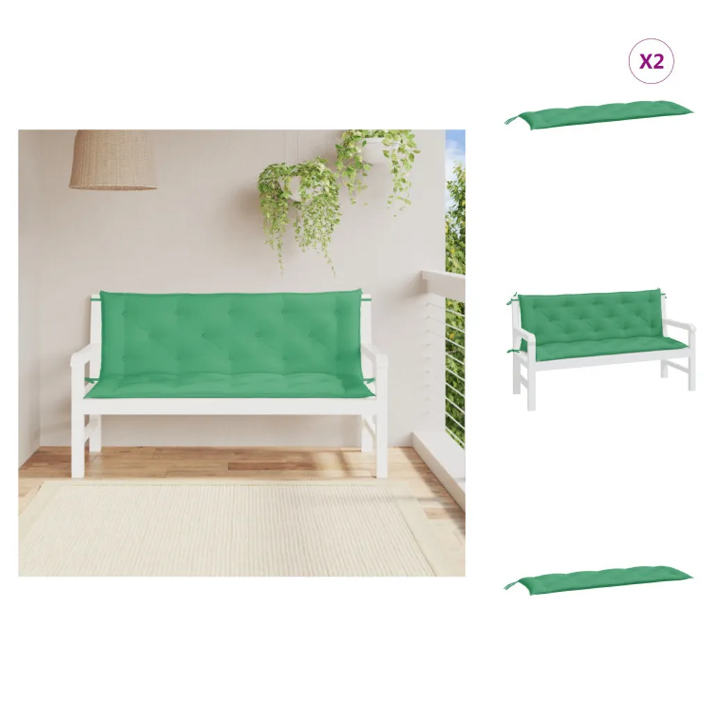 Coussins de Jardin Verts 150x50 cm avec Garnissage Moelleux et Tissu Oxford