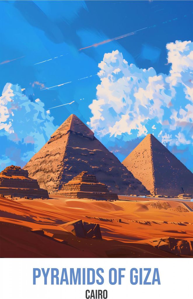Plakat 39,5x55cm Pyramiden von Gizeh, Kairo