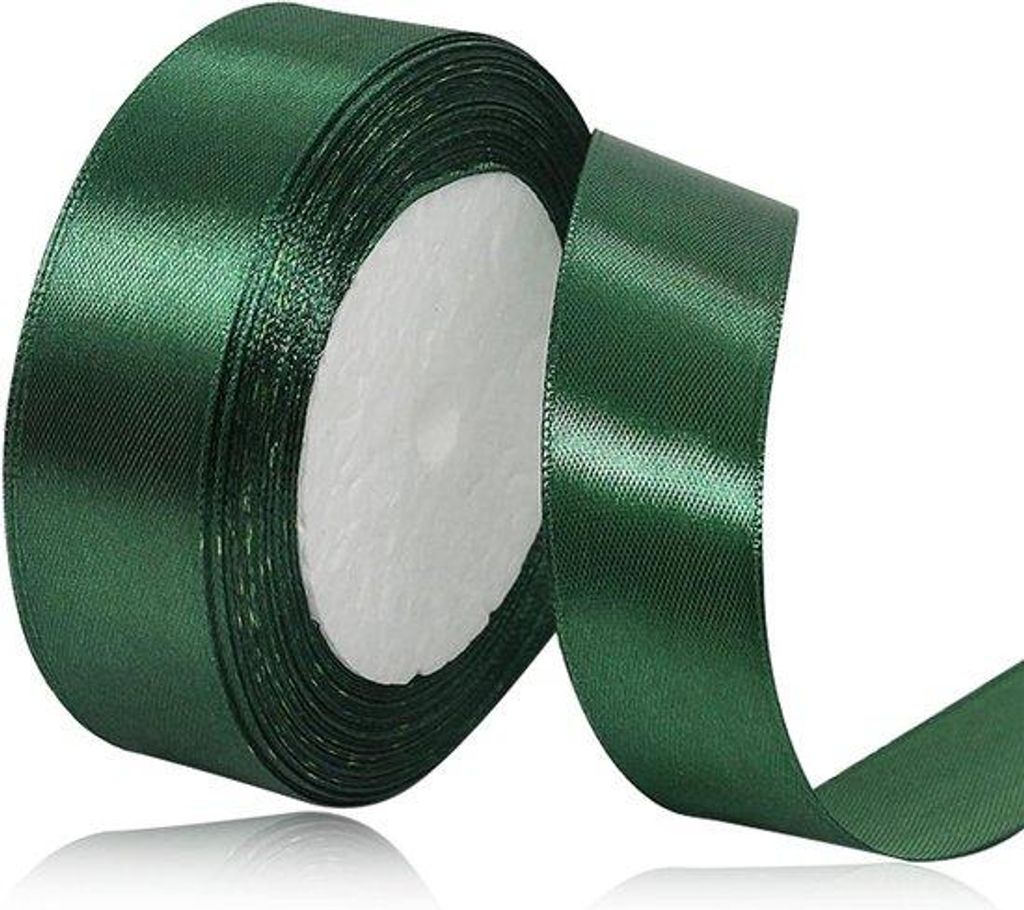 Donkergroene Stoffband, 25 mm x 22 Meter, für Packen, Basteln, Ballons, Hochzeitssachen