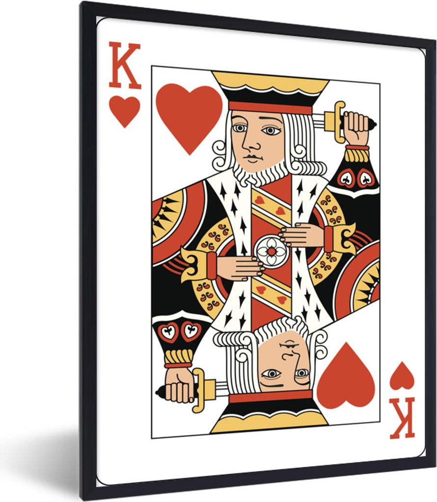 MuchoWow MuchoWow Gerahmtes Poster Illustration einer Herz-König-Spielkarte 60x80 cm - Poster mit zchwarzem Bilderrahmen - Premium - Wanddeko ...