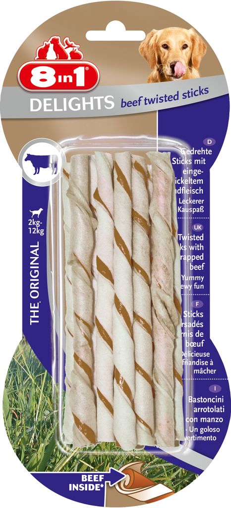 8in1 Delights Beef Twisted Sticks 10 Stück