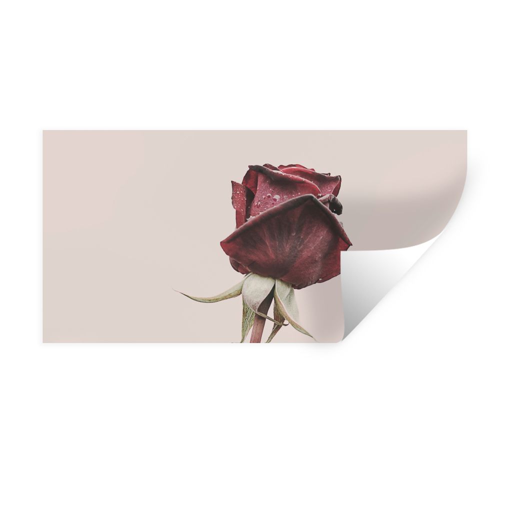 MuchoWow Wandtattoo Wandsticker Wandaufkleber Blumen - Rot - Rosen - Grün 120x60 cm Selbstklebend und Repositionierbar - Sticker - Dekorfolie