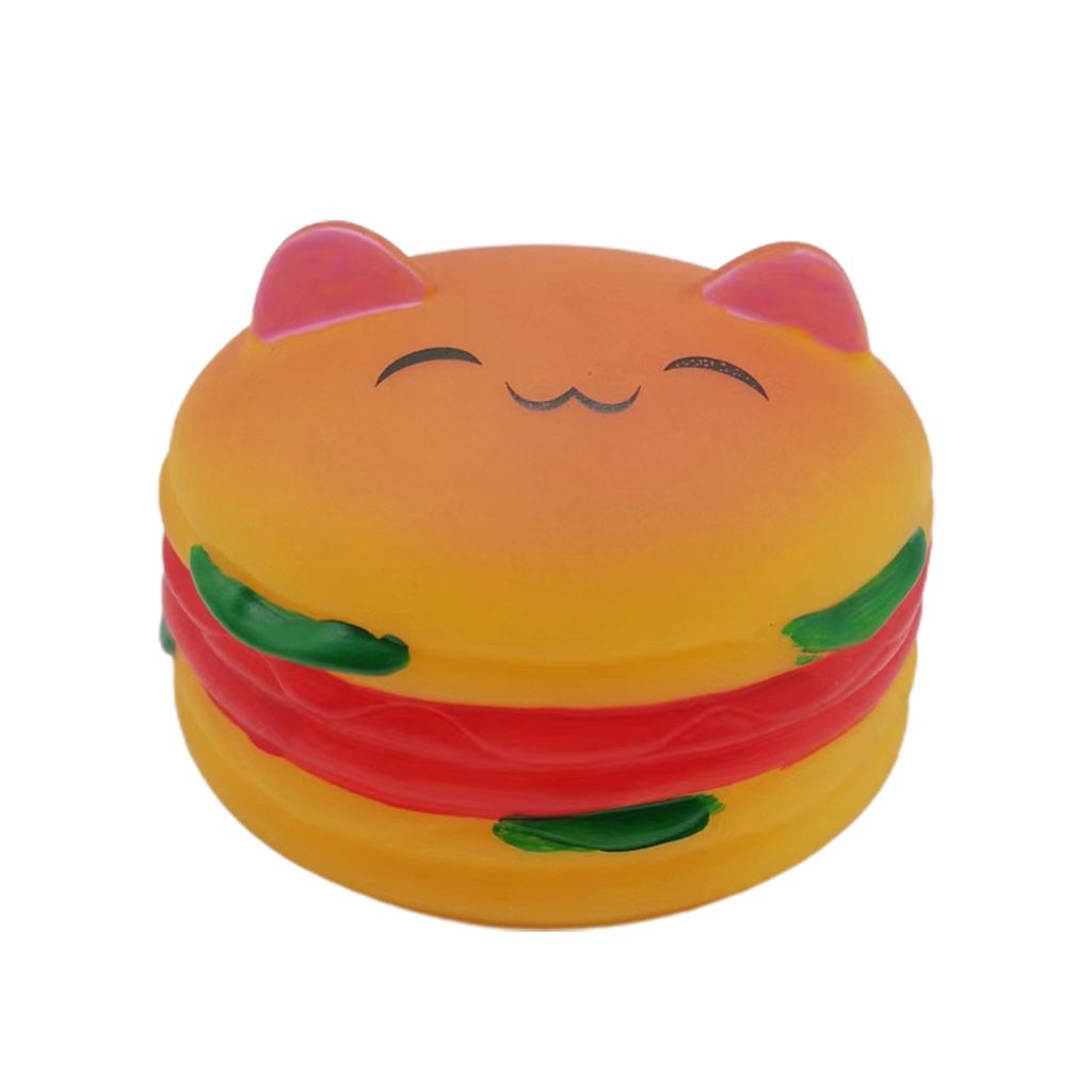 Kauspielzeug für Haustiere, Cartoon-Hamburger-Form, bissfest, hohe Elastizität, Linderung von Angstzuständen, Zahnreinigung, weich, kleine Hunde...