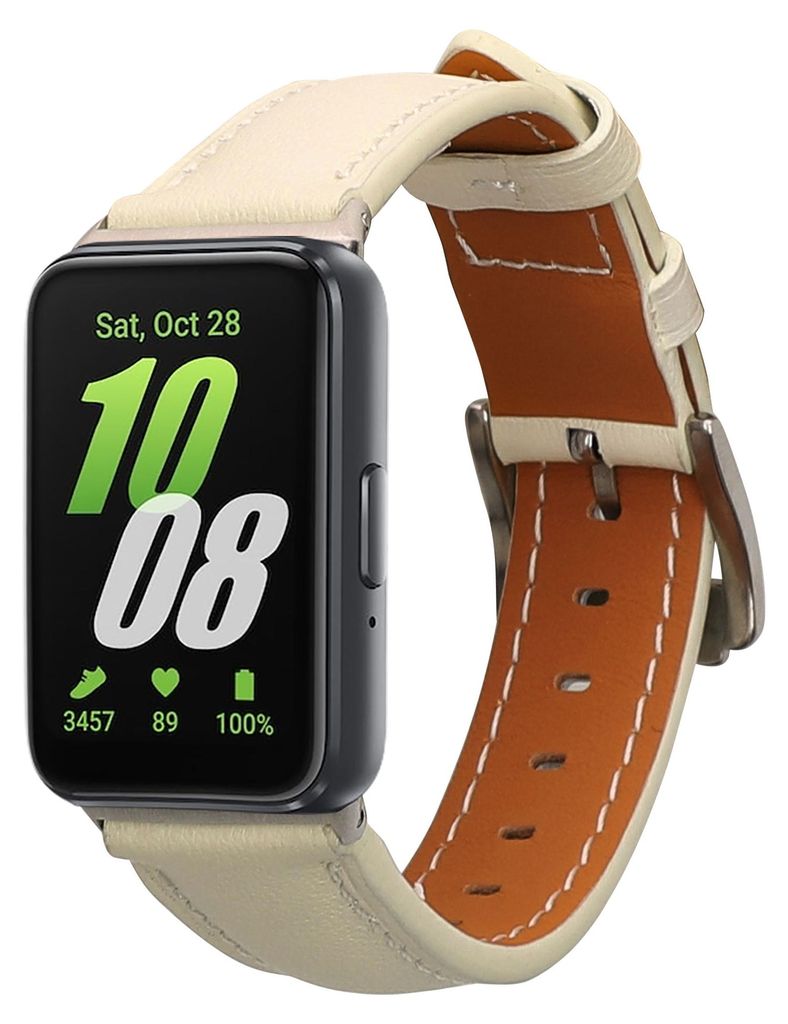 kwmobile Echtleder Uhrenarmband für Samsung Galaxy Fit 3 Armband - Ersatzarmband für Fitnesstracker - Wechselarmband Smartwatch - Weiß