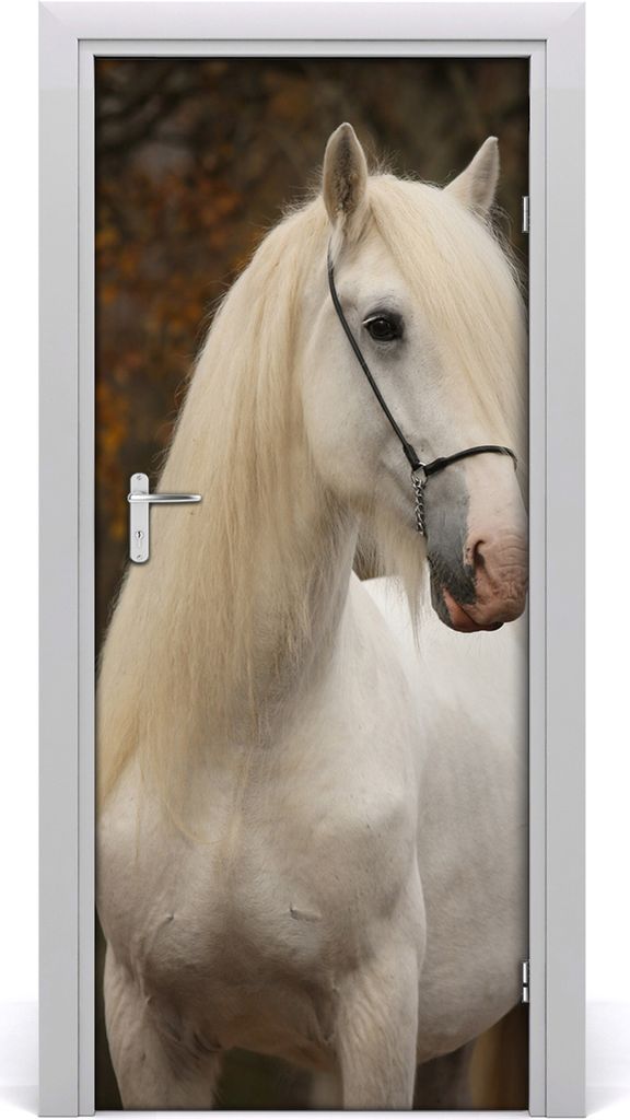 Tulup Türaufkleber 85x205 cm Dekorative Aufkleber Selbstklebend Wasserdichte Tapete Abnehmbar Schlafzimmer Wohnzimmer Wohnkultur - White Horse Wand