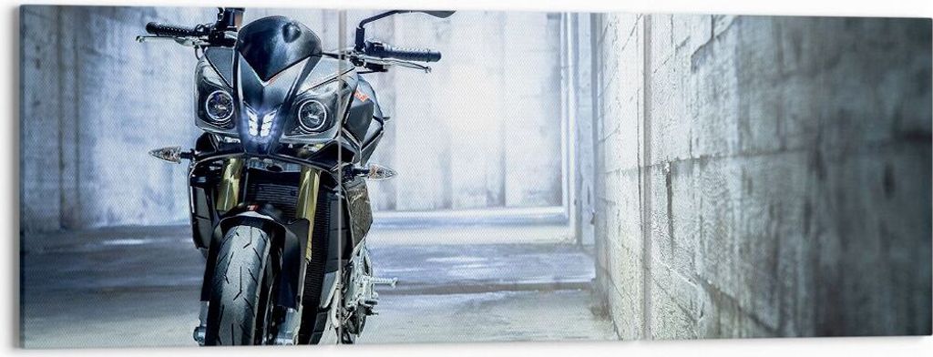 Bild auf Leinwand - Leinwandbild - Motorrad retro klassisch - 150x50cm - Wand Bild - Wanddeko - Leinwanddruck - Bilder - Kunstdruck - Wanddekoratio...