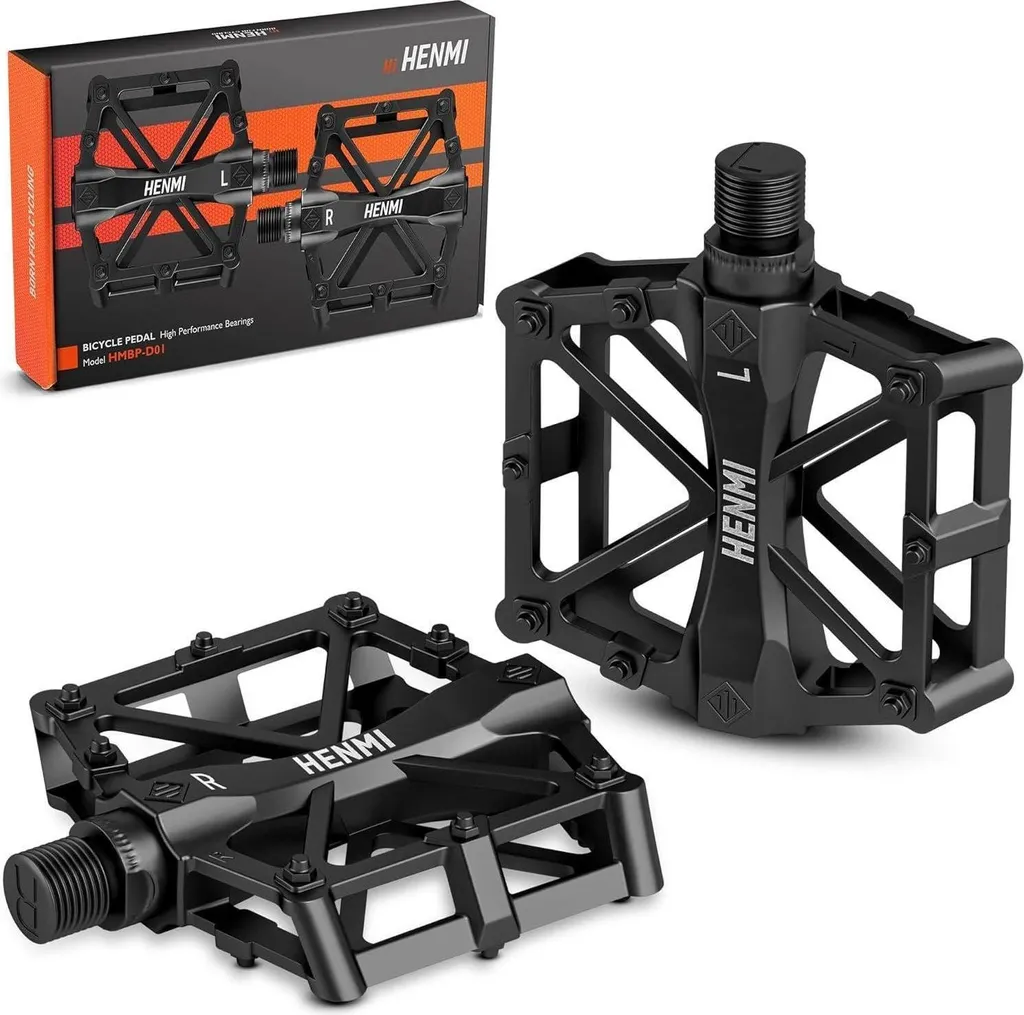 Pédales de Vélo HENMI en Aluminium Anti Glisse pour VTT 9/16 Pouces
