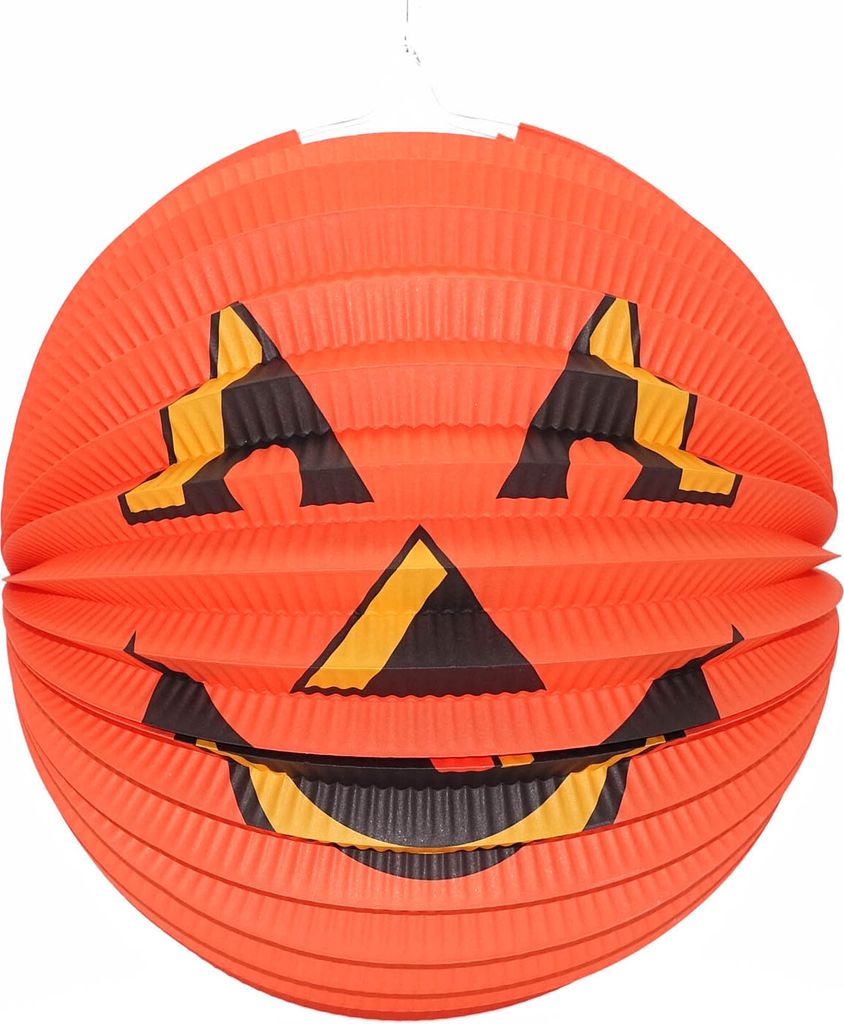 Dekorativer Oranger Kürbis-Lampion 22cm für Halloween und Lampionumzug