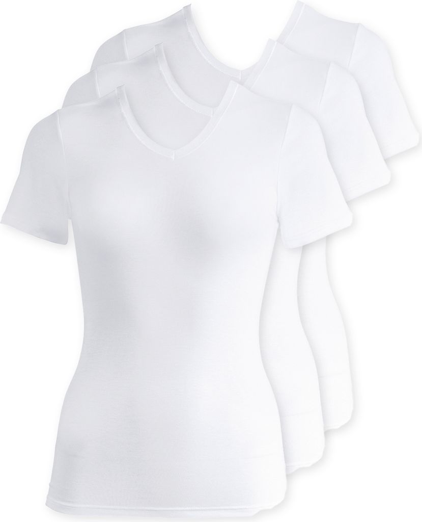 3er Pack Damen T-Shirt Unterhemd Baumwolle Supergekämmt von Produktbild 