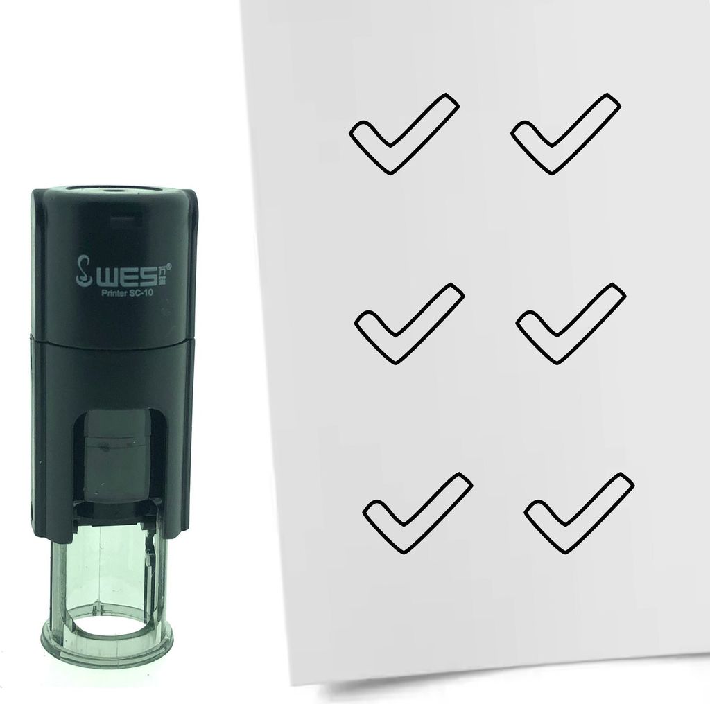 CombiCraft Selbstfärbender Stempel 'Umrandetes Häkchen' in der Farbe Schwarz, Ø10mm