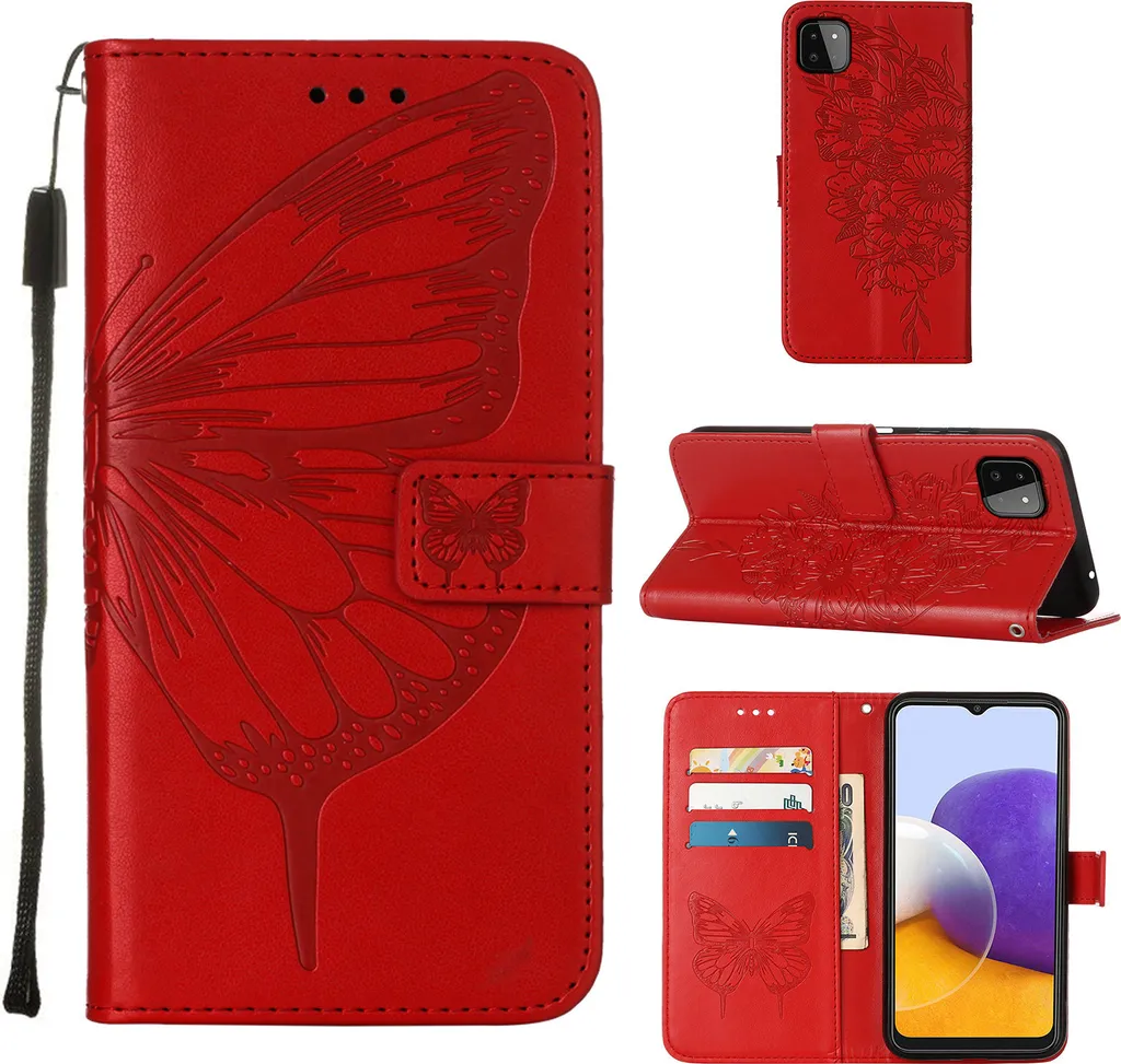 Wallet Case Professionale Samsung Galaxy A22 5G - Pelle e Farfalle