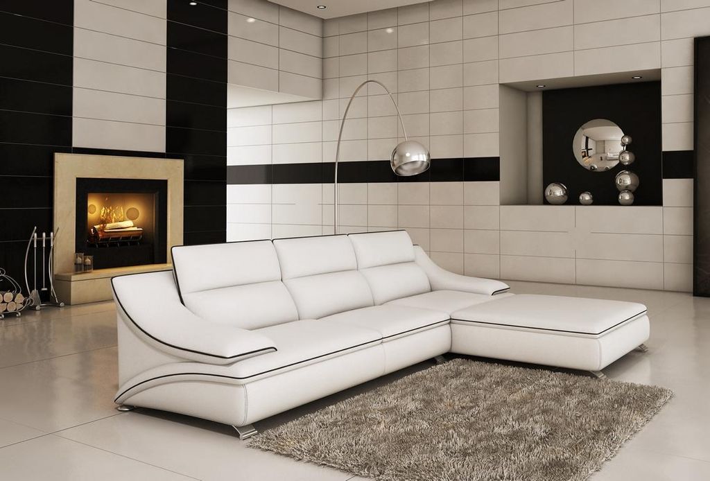 Design Polster Eck Sofa Couch Leder Sofas Garnitur Wohnlandschaft XXL Big Ecken