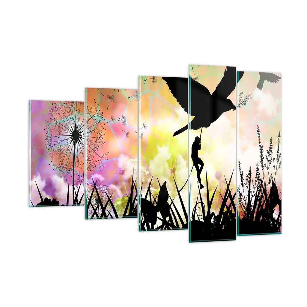 Bilder auf glas - künstlerisch Charakter Wolke Blume - 150x100cm - Glasbilder - Wandbilder - Kunstdruck - Wanddekoration aus Glas - Glas Bilder - ...