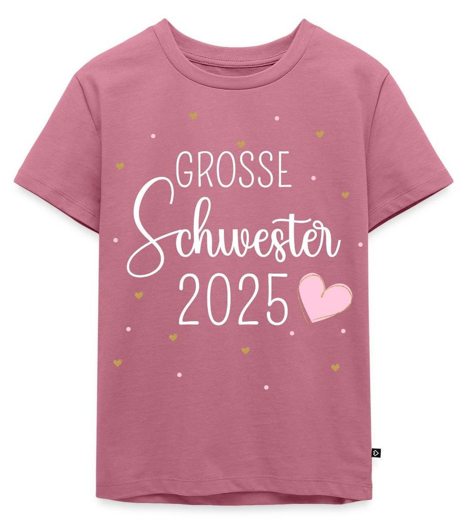 Spreadshirt Große Schwester 2025 Mit Herzchen Kinder Premium T-Shirt, 134/140 (8 Jahre), Mauve