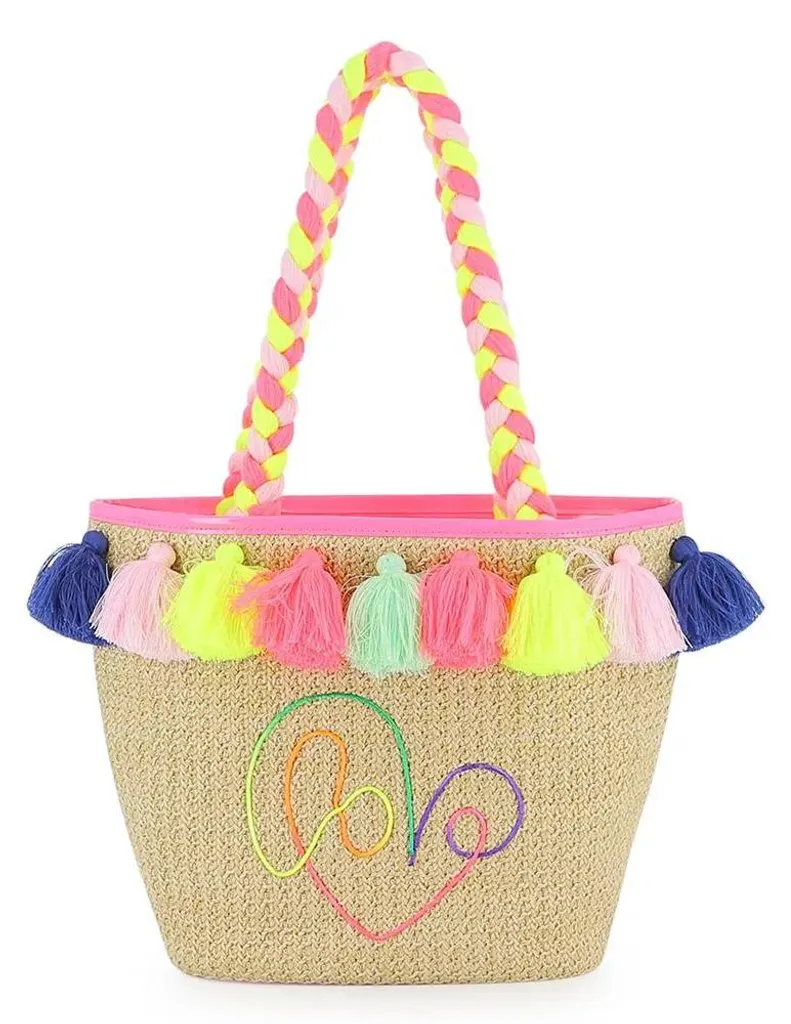 Grand sac de plage enfant Billieblush U22143 à rayures multicolores
