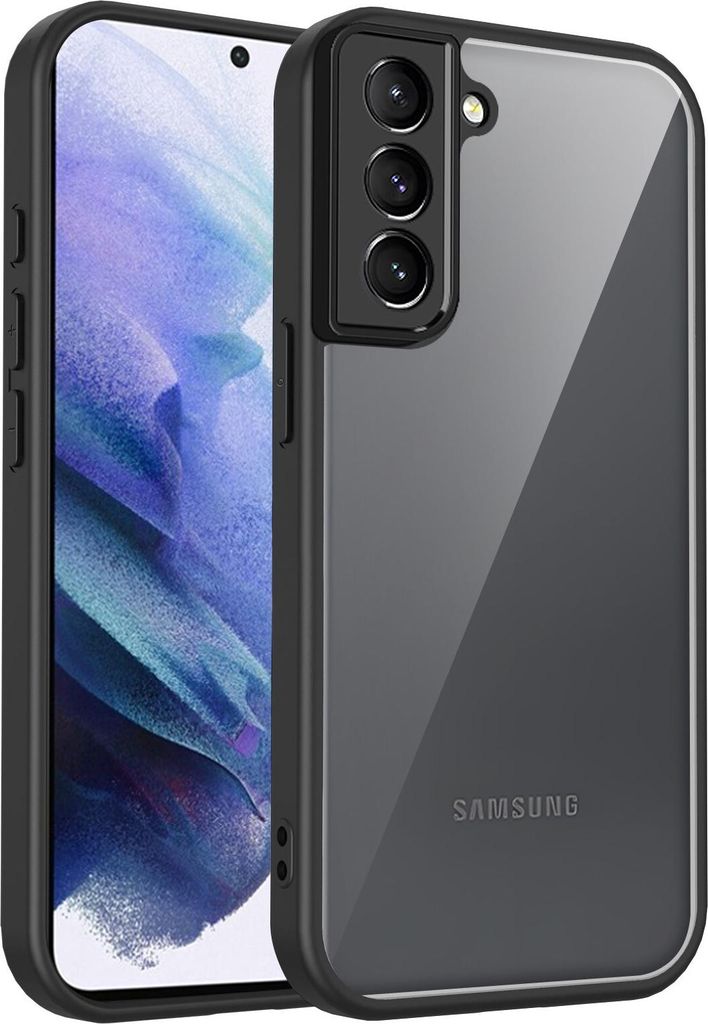 Hülle für Samsung Galaxy S21 FE 5G Transparente Rückseite TPU Bumper Stoßfest Handyhülle Schwarz
